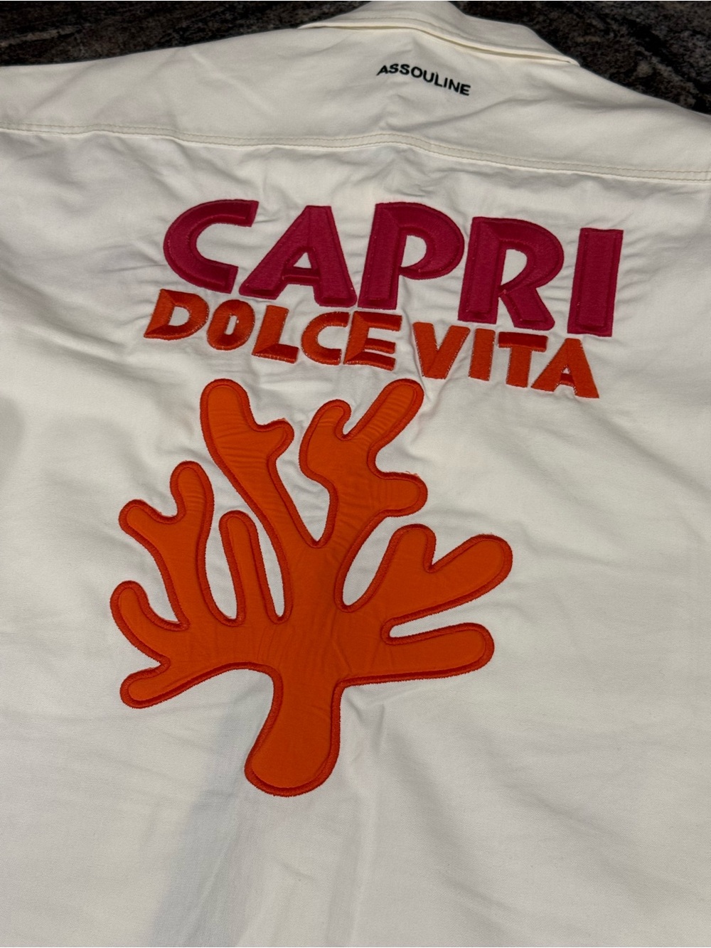 Zara Men’s 'Capri Dolce Vita' White Top with Orange Appliqué